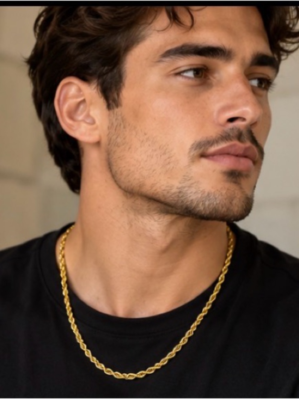 Gold Rope Chain Necklace for Men - Stylish Grooming Accessory